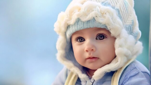 Un petit garçon heureux qui fait à l'extérieur en hiver Un bébé mignon en vêtements d'hiver