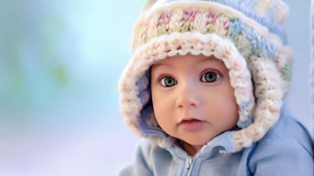 Un petit garçon heureux qui fait à l'extérieur en hiver Un bébé mignon en vêtements d'hiver