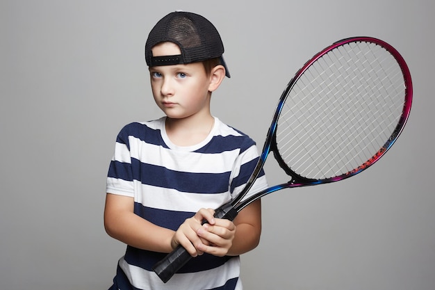 petit garçon, jouer tennis, sport, gosses