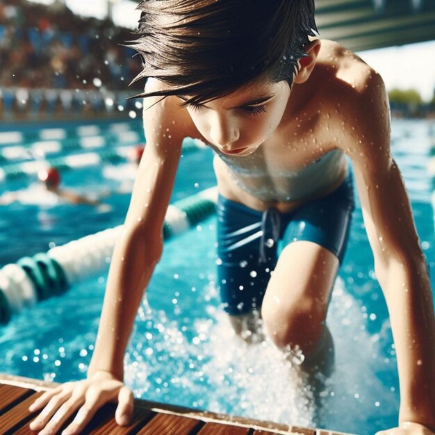 Photo petit garçon à la piscine