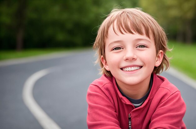 Petit garçon positif Portrait d'un enfant heureux avec le sourire sur le visage AI générative