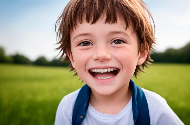 Petit garçon positif Portrait d'un enfant heureux avec le sourire sur le visage AI générative