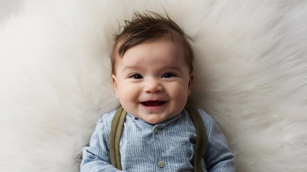 Un petit garçon souriant sur le blanc