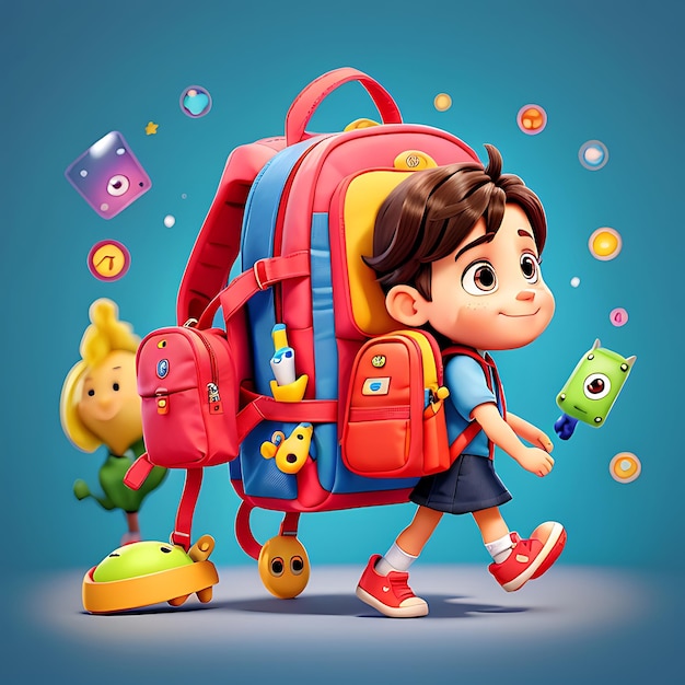 Un petit garçon va à l'école avec un sac à dos lumineux concept de retour à l'école IA générative