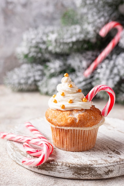 Petit gâteau de fête avec canne en sucre