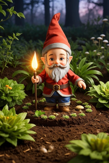 Un petit gnome avec un chapeau pointu