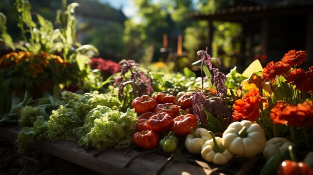 Un petit jardin avec des plantes potagères Generative Ai