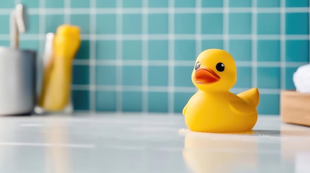 Un petit jouet de canard jaune éclaire votre salle de bain