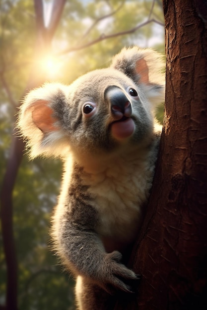 Un petit koala sur un arbre