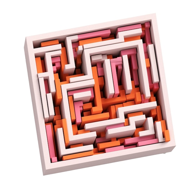 Petit labyrinthe dans une palette de couleurs tendance de style 3D avec l'IA générative