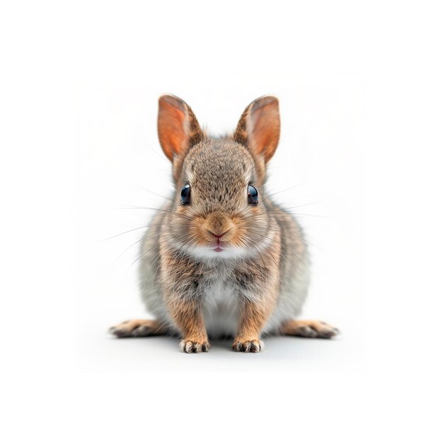 Photo petit lapin assis sur le sol blanc de l'ia générative