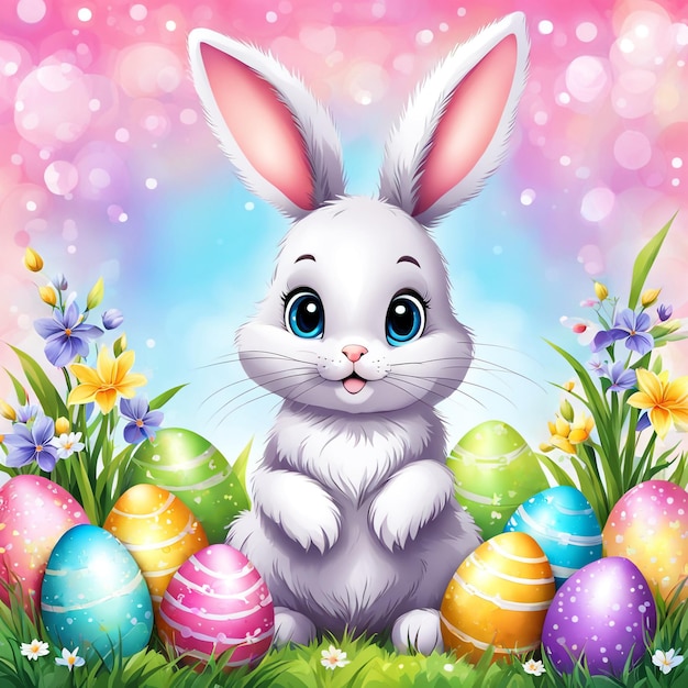 Petit lapin couleur abstraite aquarelle portrait d'un mignon petit lapin