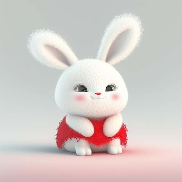 Petit lapin doux et juteux avec une Big Strawberry AI générée