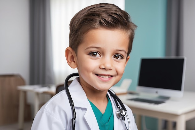 Un petit médecin avec un stéthoscope.