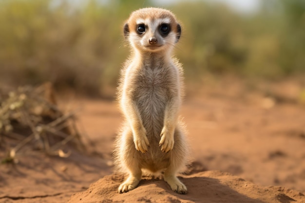 un petit meerkat debout sur un monticule de terre