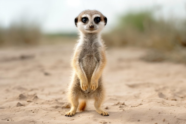 un petit meerkat debout sur ses pattes postérieures