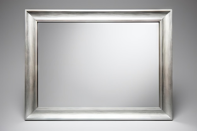 Petit miroir encadré d'argent isolé sur fond gris