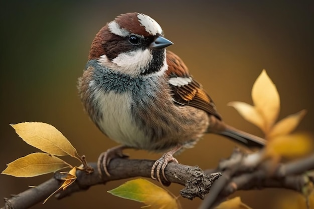 Un petit moineau sur un arbre Ai généré