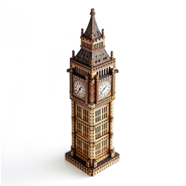 Photo petit monde de jouets en bois monument architectural big ben isolé sur blanc