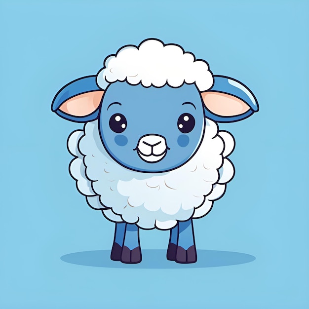 Petit mouton souriant de dessin animé mignon