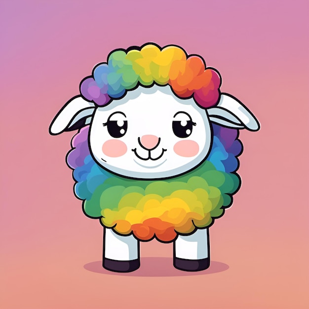 Un petit mouton souriant de dessin animé