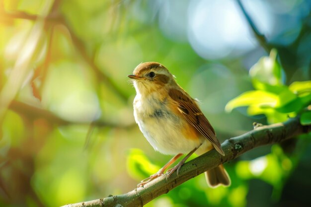 Un petit oiseau accroché à une branche d'arbre