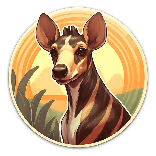 Photo un petit okapi mignon et heureux sur un cercle