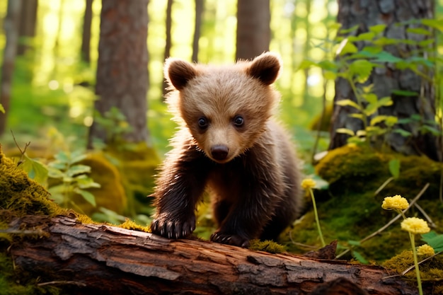 Petit ours dans la forêt généré par l'IA