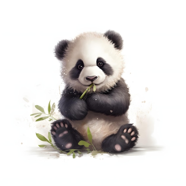 Un petit panda mignon avec une fleur