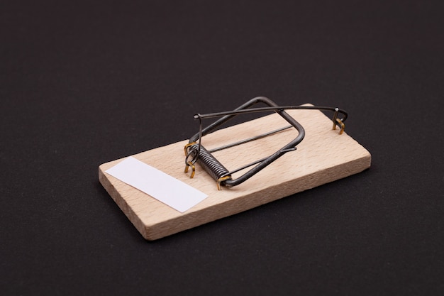 Petit papier mémo dans un modèle de piège à souris en bois