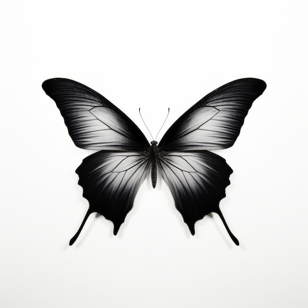 Petit papillon noir sur fond blanc