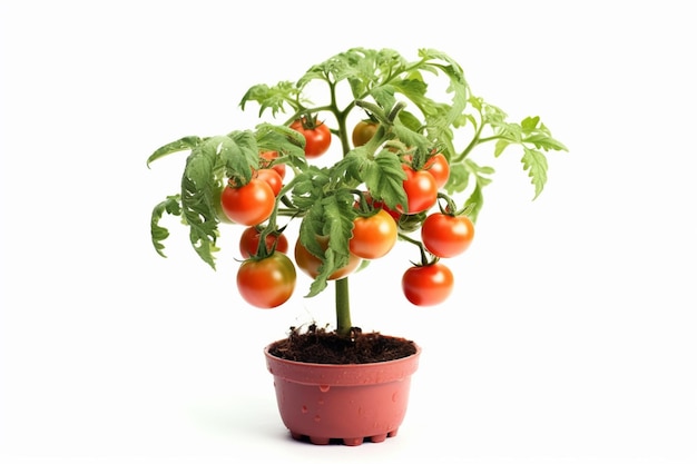 Photo un petit plant de tomate avec des tomates rouges et jaunes