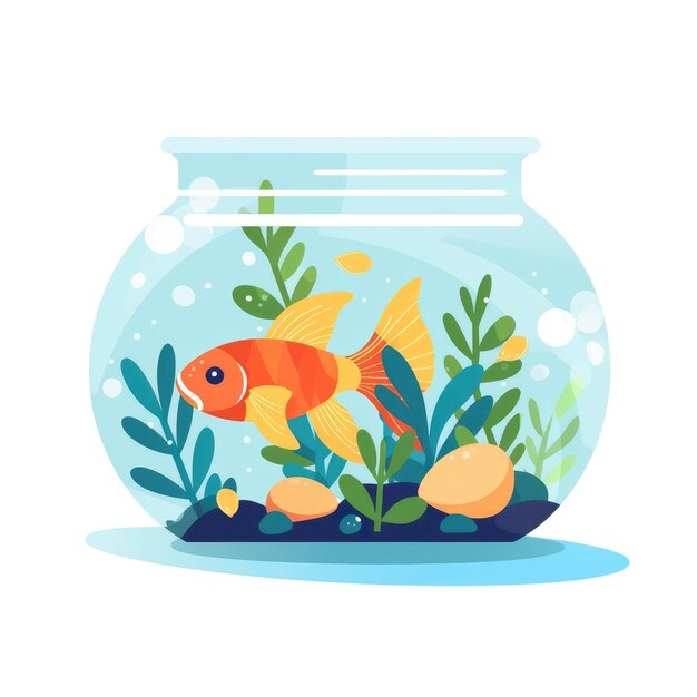 Petit poisson dans l'aquarium illustration de dessin animé générée par l'IA Image