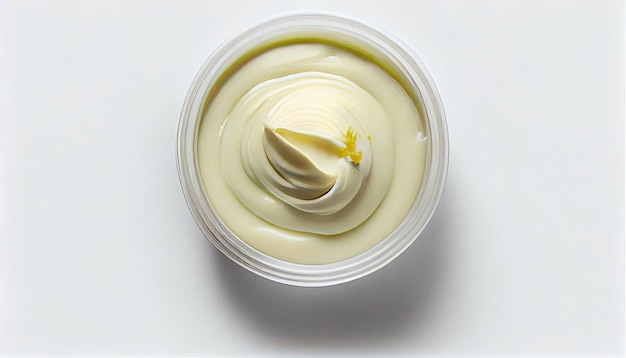 Petit pot de mayonnaise à l'ail détail isolé d'en haut avec la technologie Generative AI
