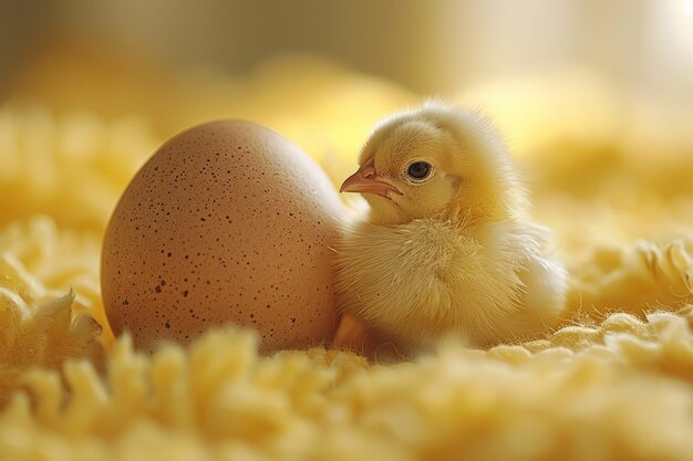 Petit poulet à côté de l'œuf