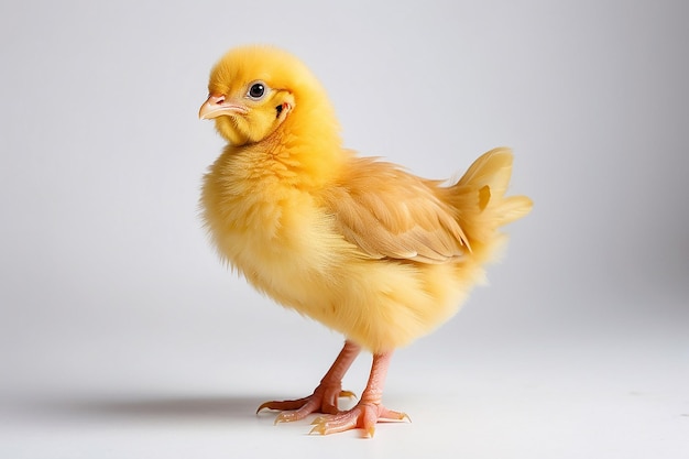 Petit poulet jaune sur fond blanc