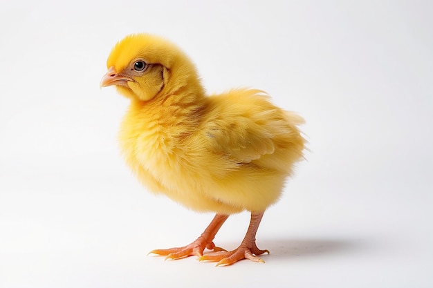 Petit poulet jaune sur fond blanc