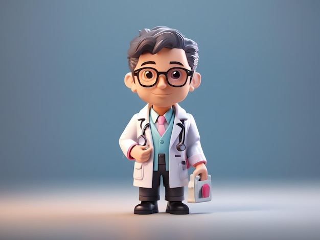 Petit rendu 3D isométrique mignon de Doctor Figure