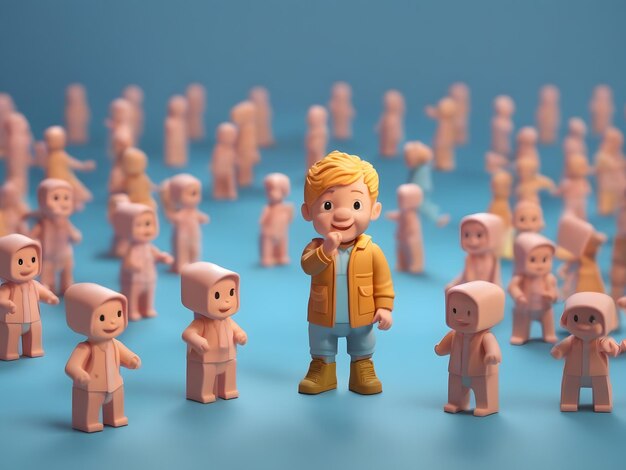 Petit rendu 3d isométrique mignon de la figure du petit homme