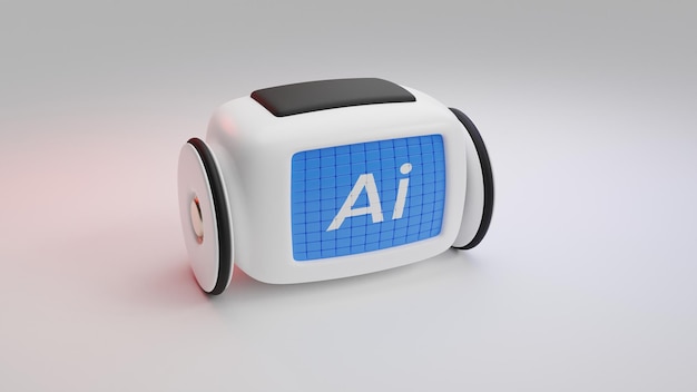 petit robot Ai moderne isolé sur fond blanc robot Ai rendu 3D modèle 3D du robot