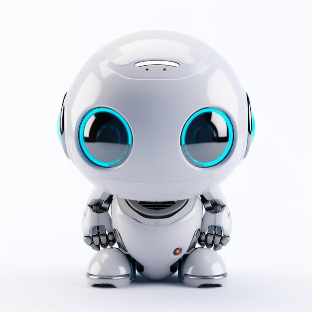 Petit robot mignon robot assistant virtuel drôle isolé sur fond blanc icône 3d générée par l'IA