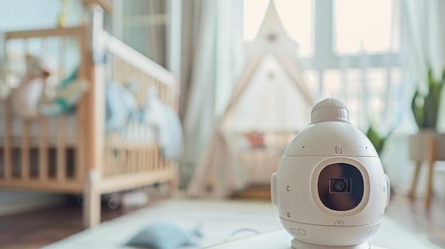 Un petit robot reposant sur une table blanche