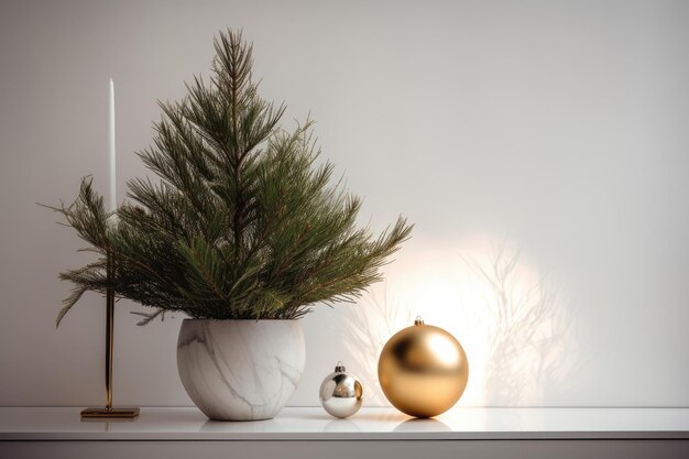 Un petit sapin de Noël dans un vase blanc