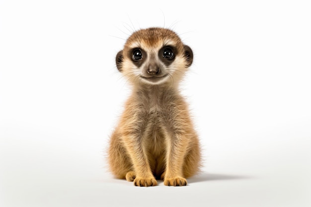 un petit suricate assis sur une surface blanche