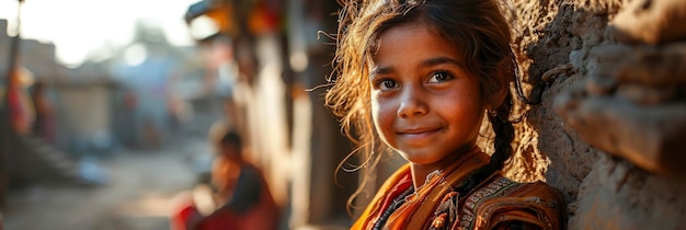 Petit Village Indien Filles Garçon Fièrement Image De Fond