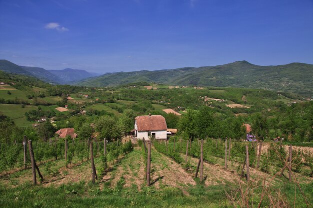 Petit village en Serbie, montagnes des Balkans