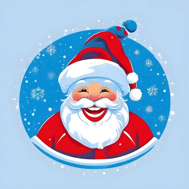 Petit visage souriant du Père Noël avec des éléments dessinés à la main Logo de T-shirt