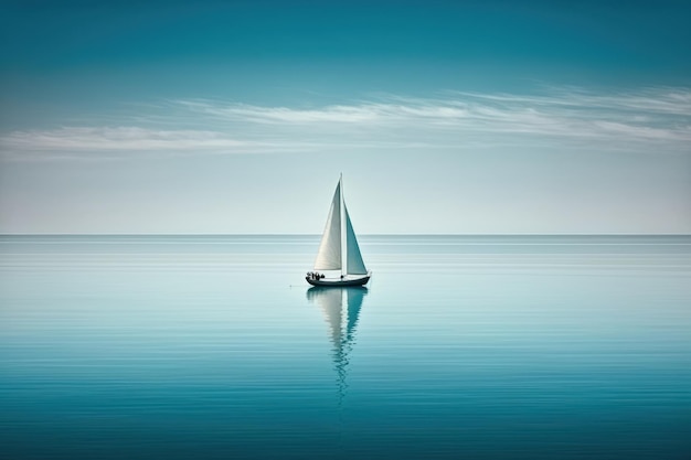 Petit voilier naviguant en eau calme Créé avec la technologie IA générative