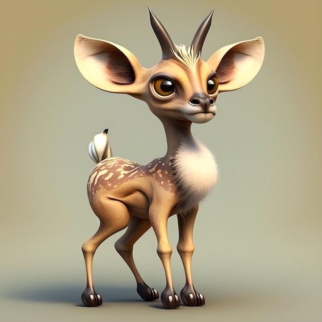 Petite antilope super mignonne rendue dans le style de pixar cartoon generative ai