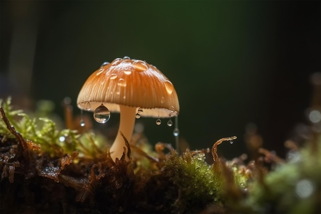 Petite araignée mignonne sur champignon en été de la forêt